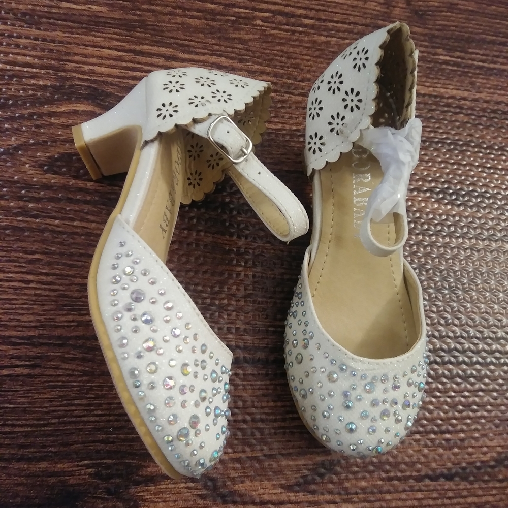 Chic White Heels with Rhinestone Accents